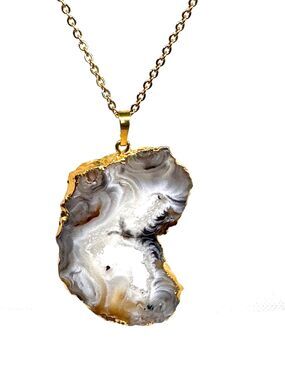 Indio Jewelry Unique One of a Kind Agate Crystal Slice Necklace #7027